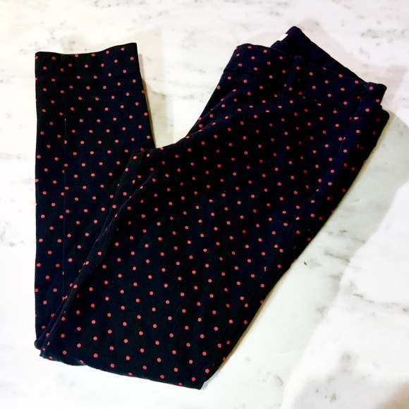 J. Crew Pants - Navy Red Polka Dot J Crew Navy Stretch Skinny Leg